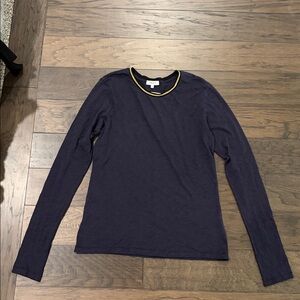 New With Tags Goldie Lewinter Metallic Tipped Ringer Tee Sz L